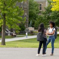Students in the summer in front of Morrill Hall