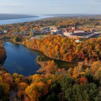 Aerial shot of Ithaca and Cornell
