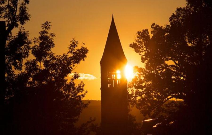 Sunrise over Cornell clock tower