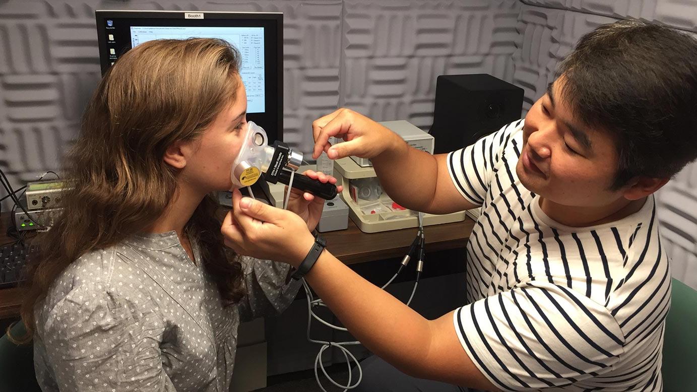 Students conducting linguistics research